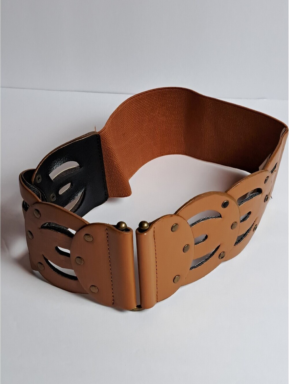 Ruddy Brown Studded Womens Stretch Belt Wide Bohemian ARTSY Western Wear